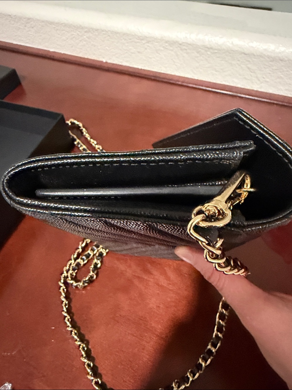 Yves Saint Laurent Black Quilted Leather Wallet on Chain with Gold Hardware - Picture 10 of 15
